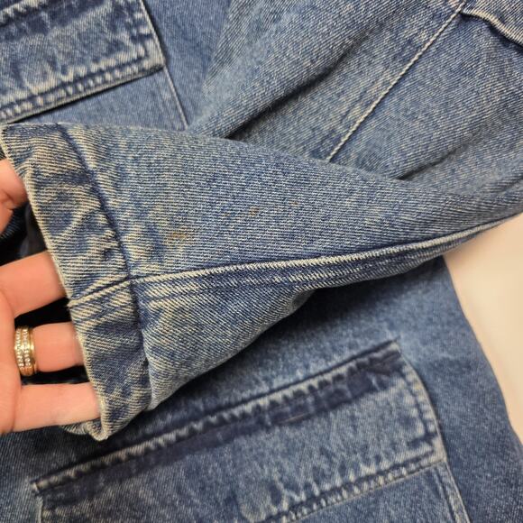 Coleman Outdoor Men's L VTG Denim Chore Jacket Lined Corduroy Collar Distressed - Picture 9 of 15